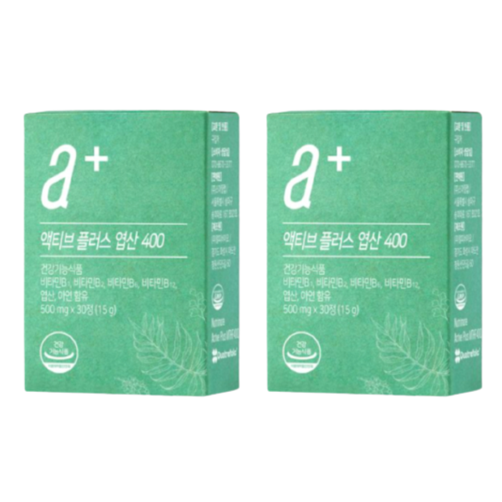 뉴트리모어 <b>액티브 플러스 엽산 400</b> 30정 2박스 2개월