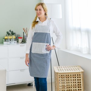 맨발걷기 효과 어싱 겸용 전자파차단 앞치마 모던스트라이프 스텐섬유 접지선 포함-쉴드그린