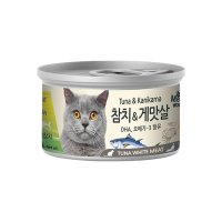 바우와우 미우와우 흰살참치캔 참치 게맛살 80g 고양이 캔 간식