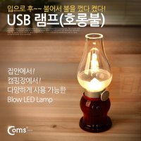 BU037 USB 램프 (호롱불 호야등) Red 충전식 LED 라이트 레트로 감성 캠핑 인테리어 조명 랜턴 빈티지