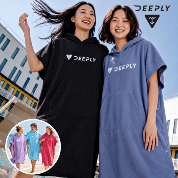 디플리 서핑 다이빙 극세사 가운 후드 판초 타월 비치가운