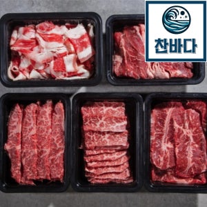 부채살 살치살 등심살 갈비살 우삼겹 소고기 1.2kg 모듬 구이용 캠핑 세트