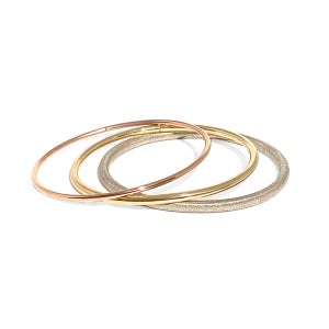 14k 18k 데일리 심플 타원 뱅글 팔찌 - 3size 금 레이어드 원형 커플 여자