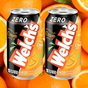 웰치스 제로 오렌지맛 355ml 48캔 음료수 뚱캔 캔음료 과일 탄산 칼로리