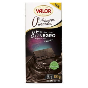 Valor 발로르 다크 초콜릿 85% 100g 6팩 Valor Dark Chocolate 85% Sugar Free - Gluten Free - 0% Added