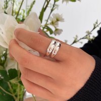 브룸 925silver wave line volume ring(2color)