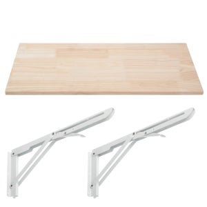 접이원목벽선반세트10035 FBR백색340mm