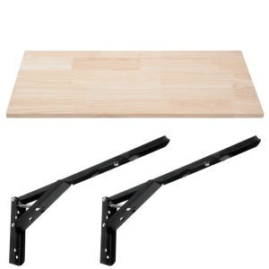 접이원목벽선반세트4035 SFBR검정340mm