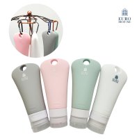 [60ml 4개+고리+라벨] 유로하우스 여행용 휴대용 수영장 실리콘 공병 고리형 샴푸통