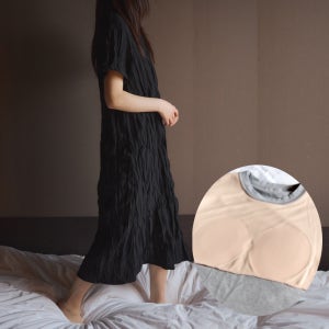 주름 노브라 원피스 3mm 초슬림 씬패드 내장형 노브라티