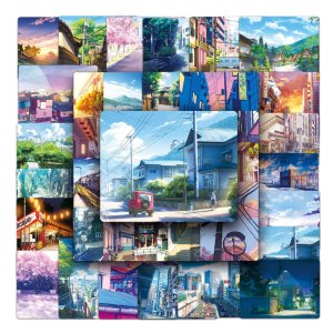 리무버블 스티커 노트북 캐리어 일본 애니메이션 길거리 풍경 50장