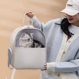 요기쏘 고양이 심플 베이지 이동가방 강아지 이동장 백팩 캐리어