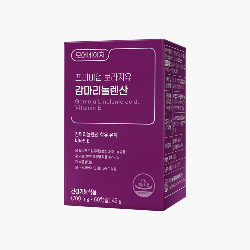 모어네이처 <b>감마리놀렌산</b> 보라지유 <b>GLA</b> PMS 생리 월경 전 증후군 60캡슐, 1개