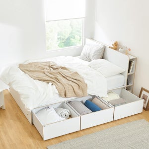 트루베퍼니처 시크릿 침대헤드보드 슈퍼싱글 LED조명 콘센트 틈새수납 벽보드