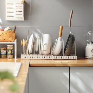 라온파인 길이조절 후라이팬 거치대 주방 정리 수납 보관