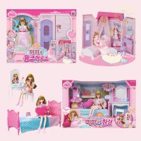 미미의 핑크하우스 침실 집 하우스 방 여아 인형 보관함 미미 옷입히기 꾸미기 장난감