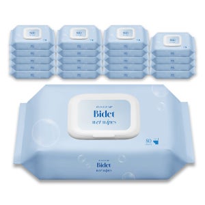 즐거운집 비데티슈 순수 물에녹는 저자극 도톰한 화장실 대용량 80매 20팩