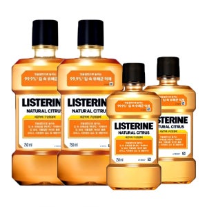 리스테린 내추럴 시트러스 750ml 2개+250ml 2개 구강청결제