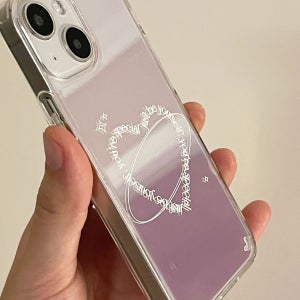 [하프미러] 하트 유니버스 레터링 홀로그램 미러 거울 오로라 아이폰16 케이스