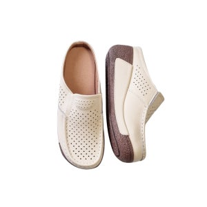 폭신 발편한 여성용 소가죽 키높이 수제 통굽 슬리퍼 블로퍼