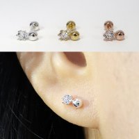 925실버 볼 큐빅 피어싱 귀걸이 낱개 0.8mm 얇은 침 귓볼 귓바퀴 이너컨츠