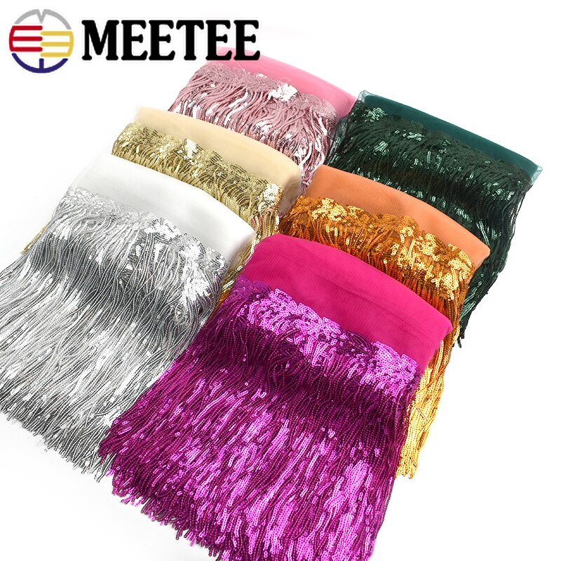 수술 장식 10yards metee 18cm 다채로운 스팽글 레이스 패브릭 프린지 트림 리본 diy 댄스 공연 드레스