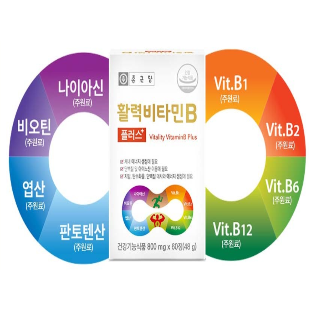 종근당 비타민B군 복합체 고농축 B1 B2 B6 영양제 여성 비타민비 콤플렉스 2개월
