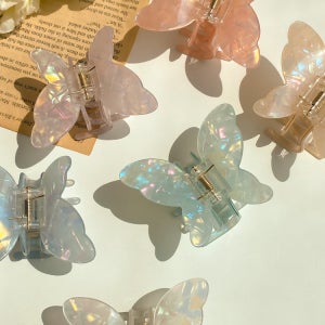 파스텔 자개 오로라 빅나비 헤어 집게핀 6color