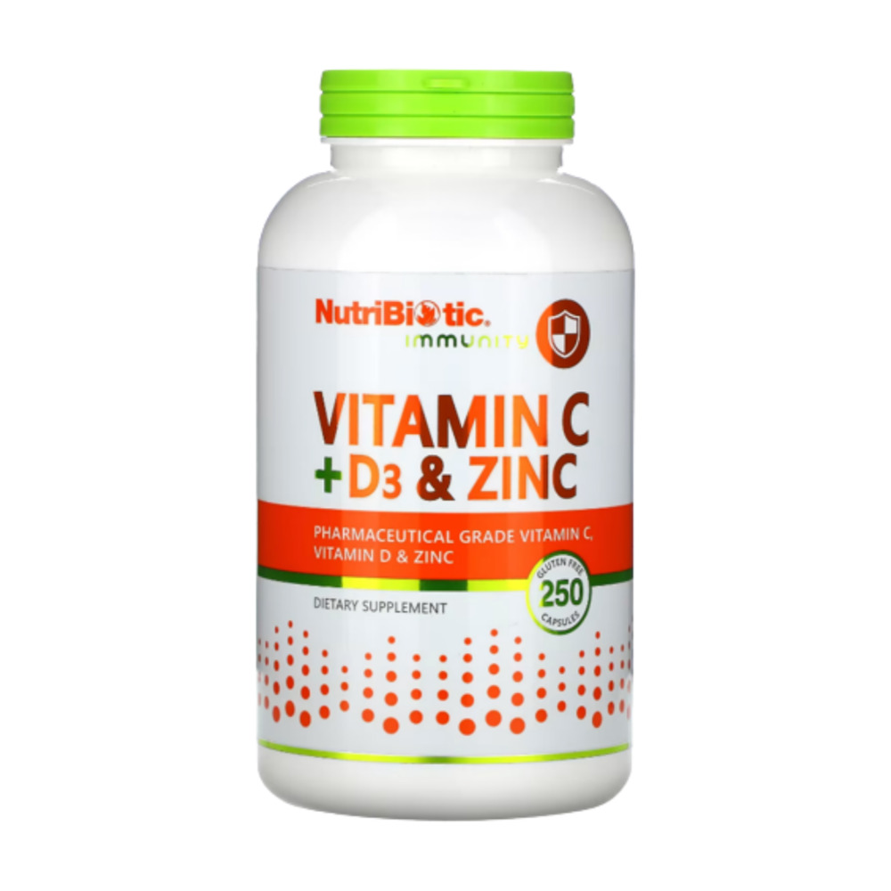 NutriBiotic <b>뉴트리바이오틱 비타민C</b> D3 아연 250캡슐