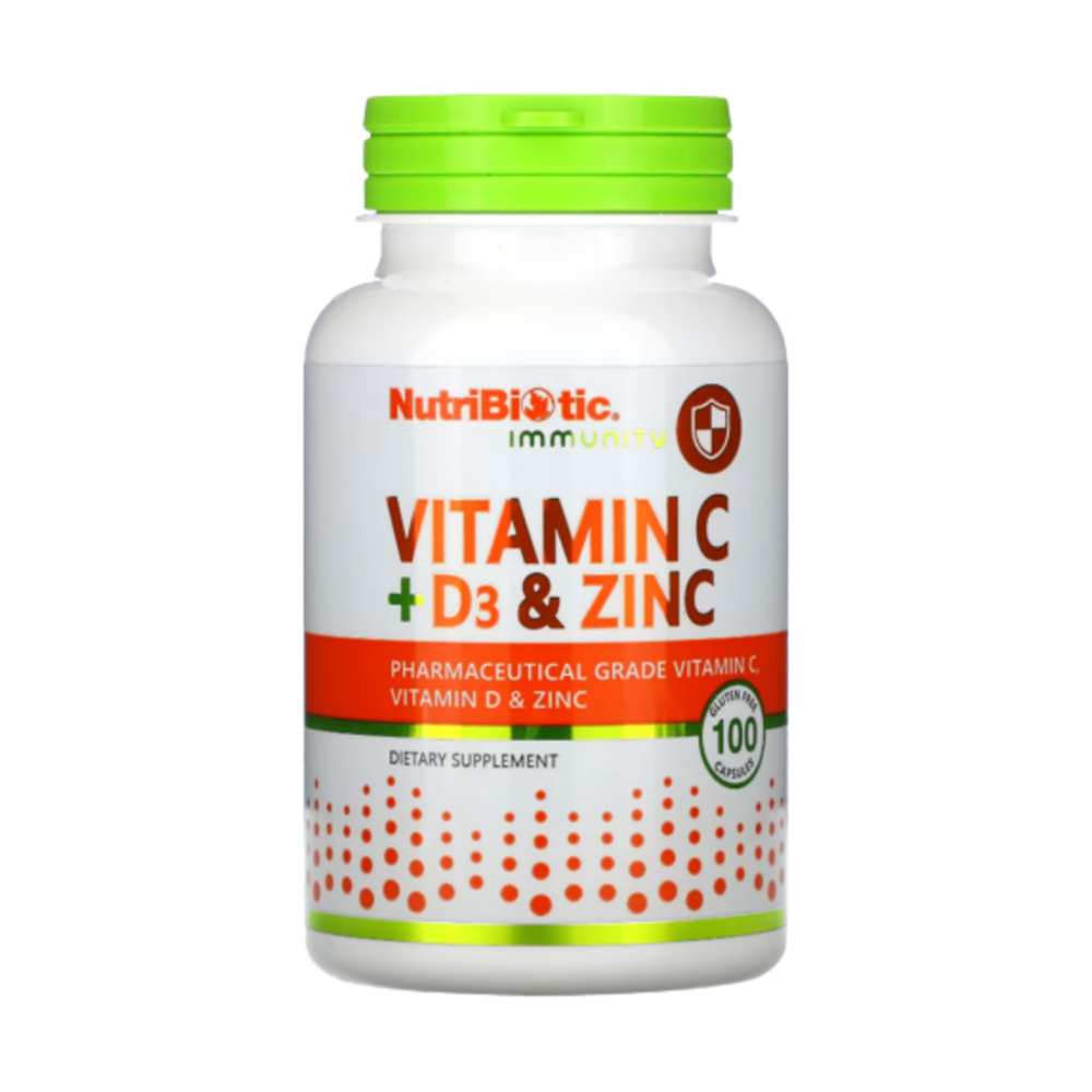NutriBiotic <b>뉴트리바이오틱 비타민C</b> 비타민D3 아연 100캡슐