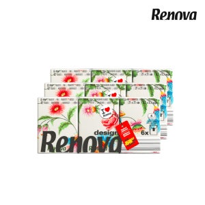 레노바 베리로즈 에디션 포켓티슈 4겹 6팩 3세트 먼지없는 휴대용 여행용 티슈