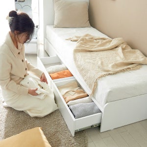 네이처스토리 르마인 무헤드 3단서랍 벙커수납 미니싱글 침대 프레임만 MS