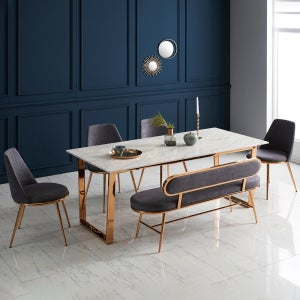 아인스미 벨 로즈골드 대리석 6인용 식탁세트 천연대리석