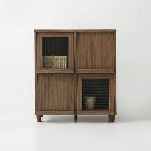 필몬 수납장 4문 9380 810x400x920mm, 2단, 미들브라운 0824.7108