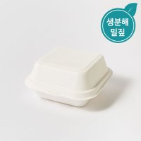 [IG] 포장 배달 일회용 일체형 밀짚 펄프 용기 화이트 450ml 1박스 500개