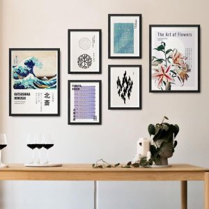 일본 꽃 바다 파도 추상 북유럽 포스터와 지문 갤러리 벽 예술 그림 박물관 캔버스 회화 거실 장식