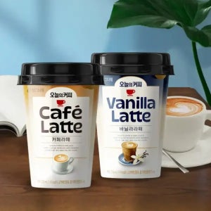 빙그레 오늘의커피 카페라떼, 바닐라라떼 250ml x [10+10] 20컵 편의점 컵 커피