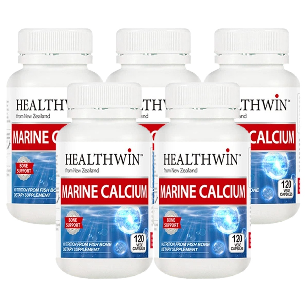 <b>헬스윈</b> 천연 마린 <b>칼슘</b> 120캡슐 x 5 비타민D3 어골 <b>칼슘</b> 파우더 CALCIUM