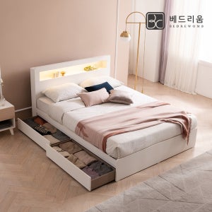 [베드리움] 유노이아 LED 조명침대+독립스프링 매트리스 퀸(Q) SET