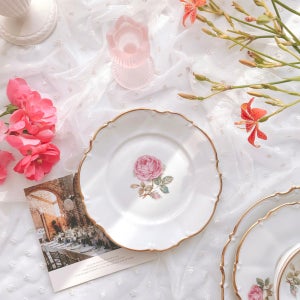 바바리아 빅로즈 수입 엔틱그릇 디저트접시 빈티지플레이트