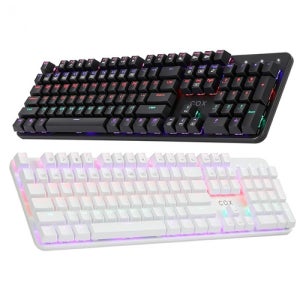 CK420 레인보우 LED 게이밍 키보드 (화이트, 청축)