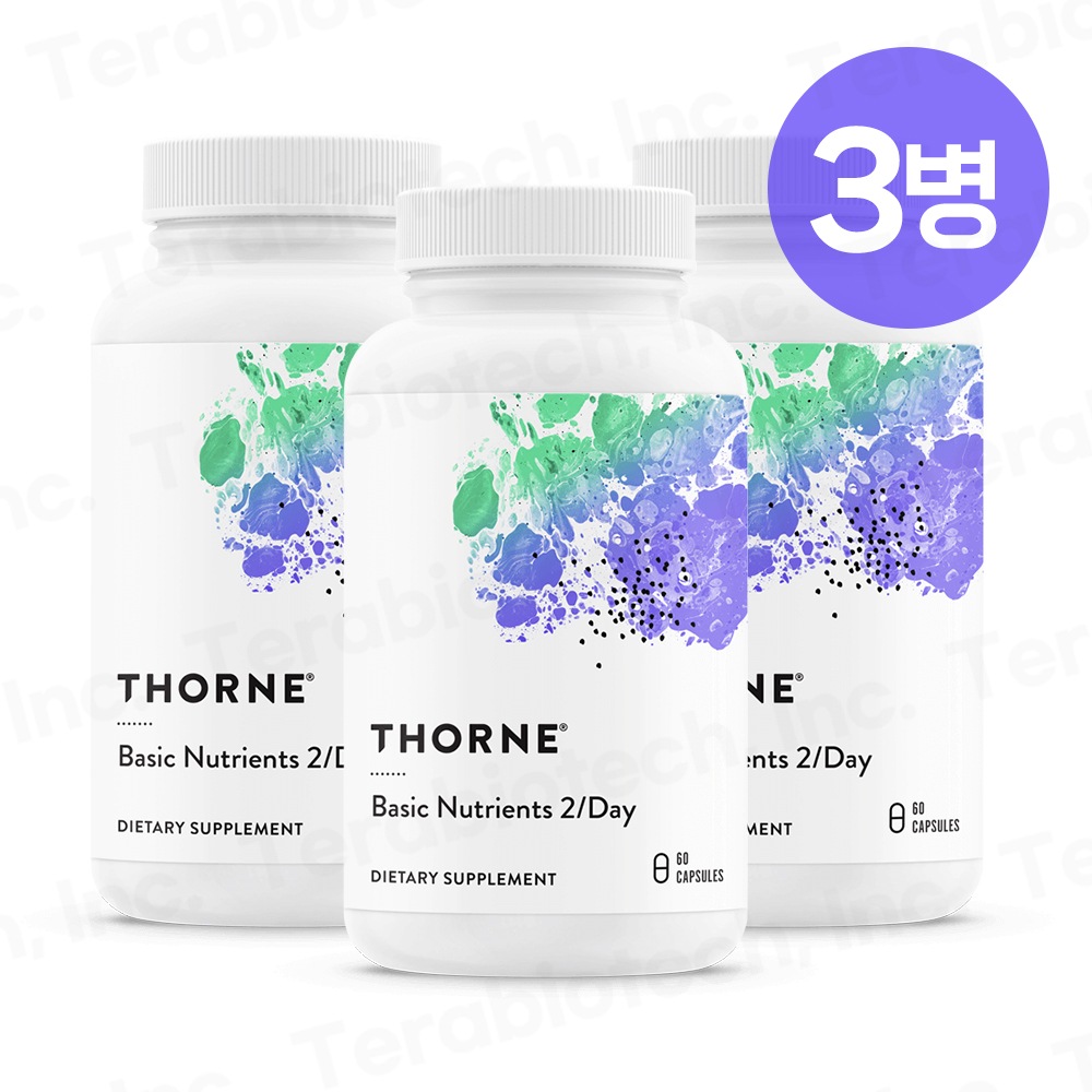Thorne 쏜리서치 베이직 투퍼데이 종합비타민 기초영양소 60캡슐 3병 손리서치