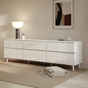 갤러리 1800 템바 올화이트 철제 6서랍 2단 높은거실장 tv다이