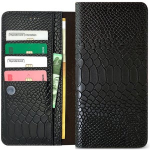 갤럭시A9프로 히라쏠 크로커 천연가죽 플립 케이스 블랙 G887