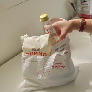 해피아워 핑크 스티치 미니토트백 미니손가방