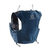 살로몬 조끼 Salomon Womens Advanced Skin 8 Set Trail Running Vest Backpack, Poseidon/Night Sky, 2X-Small