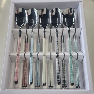 [SMF] 삼미 레이디 체크 스텐 신혼수저 5인세트 _ 숟가락 젓가락