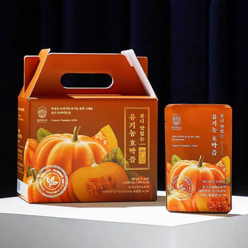 본디 맛있는 유기농 호박즙 80ml 20포 1박스 호박 농축액 엑기스 <b>붓기</b> 펌킨 쥬스