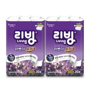 리빙데코 라벤더 슈퍼롱 화장지 33m 30롤 2팩