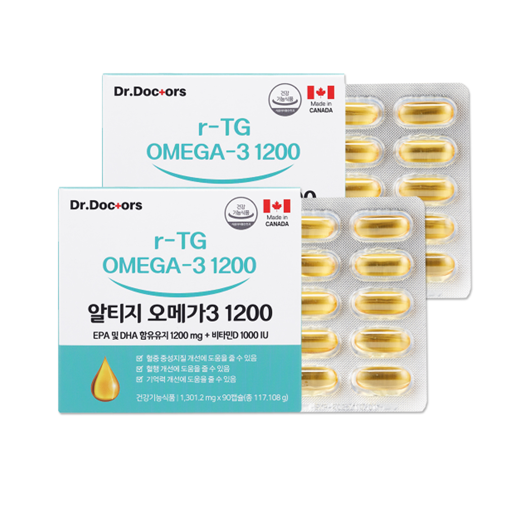 <b>닥터닥터스</b> 캐나다 알티지 <b>오메가3</b> 1200 x 2통 (6개월분)
